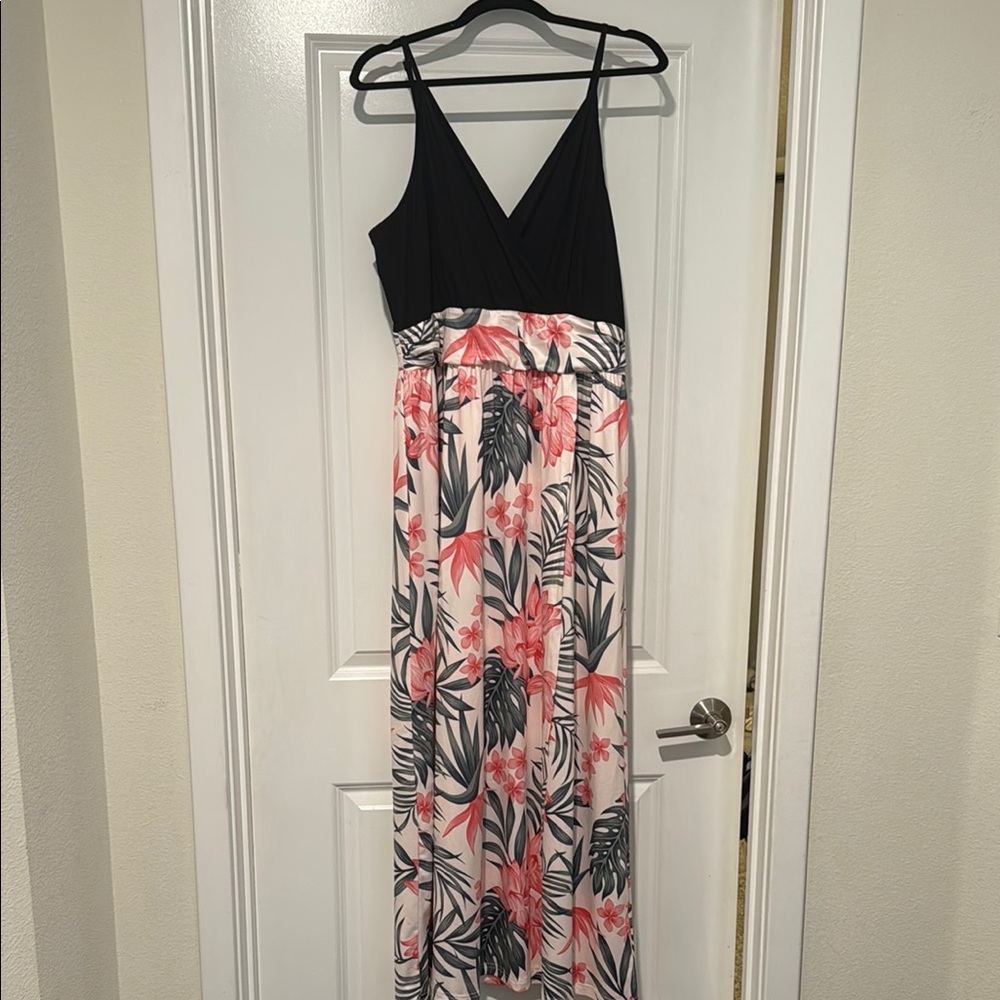 Floral Black and Pink Maxi Dress
